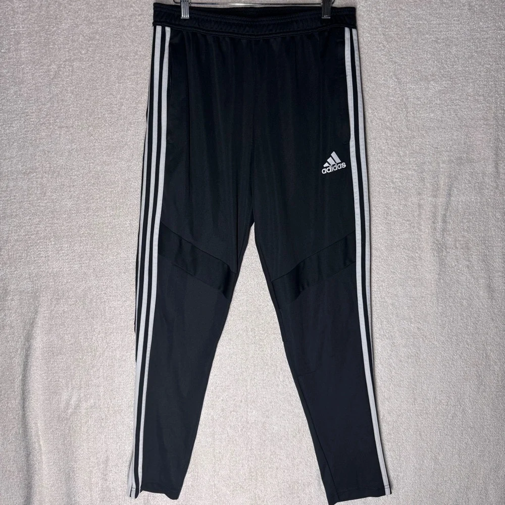 Adidas Men's Large Climacool Soccer Training Pants Black White 3 Stripe Tapered